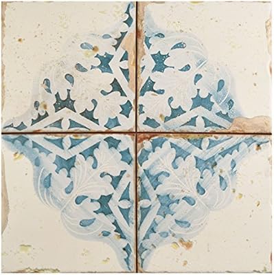 Somertile White Blue Cream Brown Fpeartad Artisa Ceramic Floor