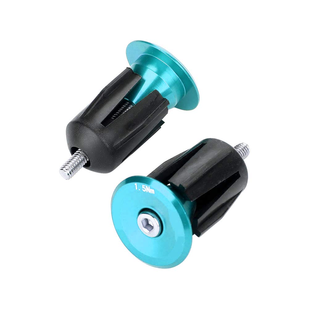 Keenso 1 Pair Bike Handlebar End Caps, Aluminum Alloy Bike Bicycle Handlebar Handle Grip Bar End Plug Parts(Blue) handlebar end plugs