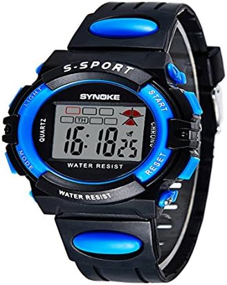 Unisex chilren's watch/for age above three/Adorable/Alarm Clock/Digital showing/ calendar/ Night light/water resistance- Black Blue