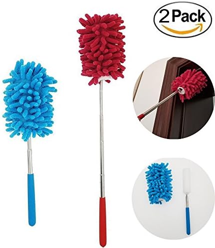 2 Pack Telescopic Microfiber Duster,SINYUM Extendable Hand Dusters Washable Dusting Brush with Telescoping Pole for Cleaning Car, Computer, Air Conditioning and else