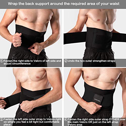 DARCHEN Back Pain Relief Belt Lower Back Massage Brace Therapy Lumbar & Waist Support Belt For Scoliosis, sciatica For Women & Men (Black, X-Large)