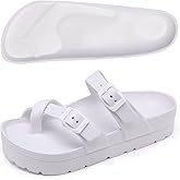 Scecocrs Women's Platform Flip Flops with Arch Support, Eva Lightweight Chunky Slide Sandals for Women, Fashion Comfort Summer Beach Sandal with Adjustable Buckle, Sandalias De Plataforma Para Mujer