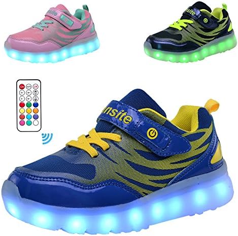 FANSITE 16 Colors LED Light Up Running Shoes for Kids USB Flashing Sneakers