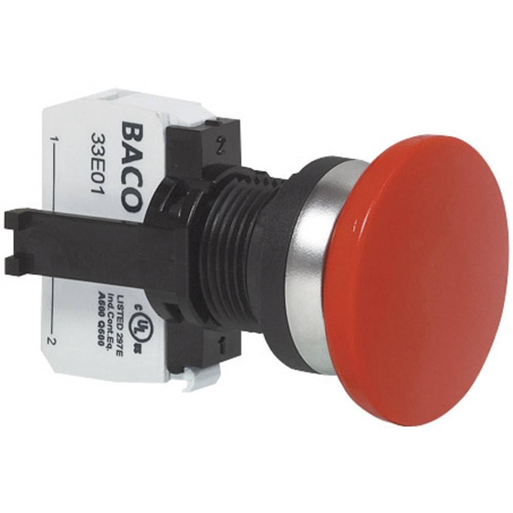 BACO L21AD01C Emergency Stop Switch Front Ring Plastic Chrome-Plated 600V 10A 1 Opener IP69K Pack of 1