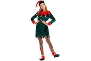 ReneeCho Adult’s Elf Costume Christmas Men Workshop Elf Suit Women Green Outfit