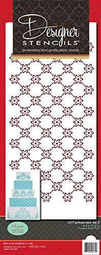 Designer Stencils C417 Princess Lace 3 Cake Stencil, Beige/Semi-Transparent
