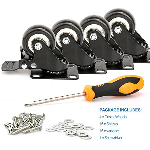 6 Swivel+Caster+Wheels+Locking+Polyurethane