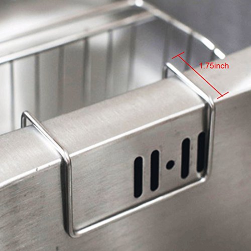 PeleusTech Kitchen Sink Caddy, Stainless Steel Sink Hanging Storage Box Draining Kitchen Soap Sponge Holder Rack Brush Sponge Sink Draining Towel Rack Kitchen Tool - Silver - Thumbnail 2