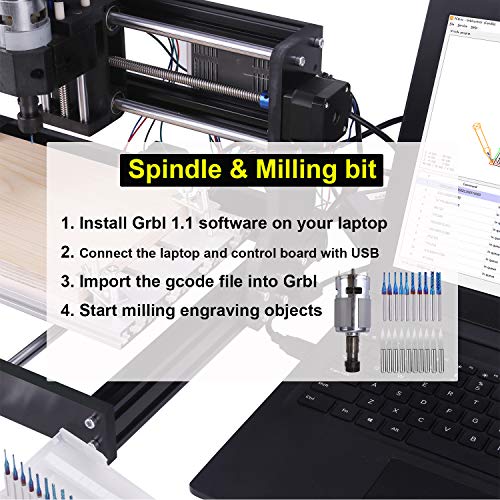 Upgrade 3000MW Laser Engraver CNC 3018 Pro Router Kit Engraving Machine, GRBL Control 3 Axis DIY Mini CNC Machine Wood PCB Milling Machine with Offline Controller + CNC Router Bits + ER11 Extension Ro