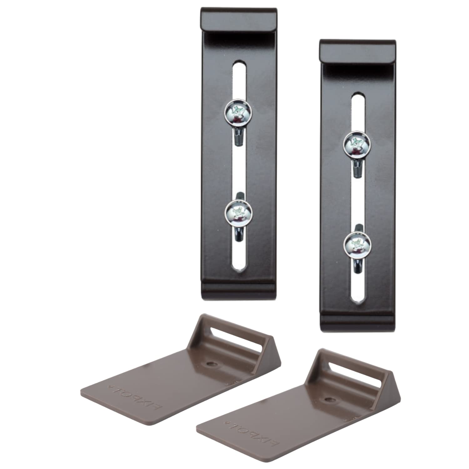 Plastia FixPot Invisible Flower Box Holder for Any Window with Window Sill Flower Box Holder Set of 2 with Adaptor Chocolate - Attachment No Drilling Required