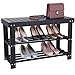 BEWISHOME 2-Tier Bamboo Shoe Bench,Shoe Rack Organizer Entryway, Shoe Shelf with Storage Perfect for Hallway,Bedroom,Bathroom,Patio,Cubby Closet,Cabinet and Foyer KXD01A (Black)