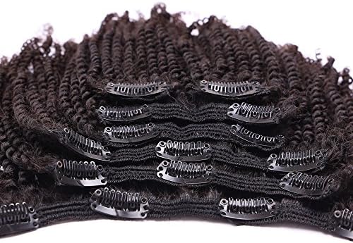 Queen Beauty Hair Clip In Human Hair Extensions Brazilian Virgin Hair Afro Kinky Curly Clip In Hair Extensions 7PCS/Set 120G Kinky Curly Clip Ins (26 inch)