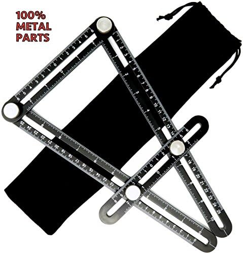 100% METAL Angle-izer Template Tool Made of Premium Aluminum by KING POSEIDON, Multi Angle Measuring Ruler With Metal Knobs, Measures All Angles And Forms, Perfect Tool For Handyman &amp; Great Gift
