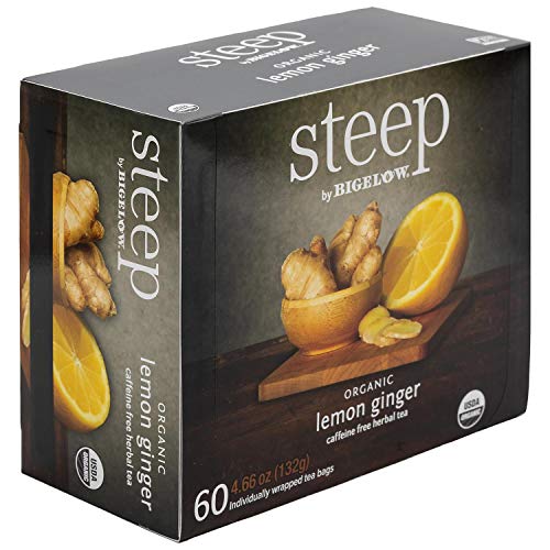 Steep by Bigelow organic lemon ginger caffeine free herbal tea 60 count
