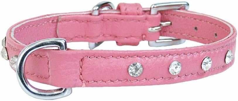 pink leather diamante dog collar