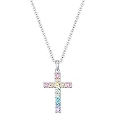 Dixbix Baptism Cross Necklace for Women,First Communion Cross Necklaces Jewelry Gifts for Women