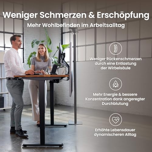 Ergotopia Desktopia Pro X Elektrisch höhenverstellbarer Schreibtisch, Ergonomischer Stehtisch für Büro oder Home Office (Buche, Gestell Schwarz, 120 x 80 cm) thumbnail 3