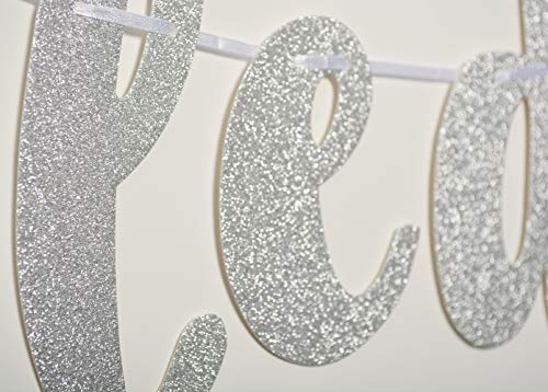 Sprinkled with Love Glitter Silver Banner, Baby Sprinkle Banner, Baby Shower, Gender Reveal Party, Glitter Party Decor (Silver)