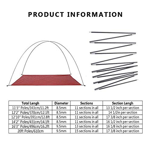 Weanas Aluminum Rod Tent Pole Replacement Tent Poles Accessories, Multifunction Lightweight Tent Pole Repair Kit, 7001 Series Aircraft-Grade Aluminum - Thumbnail 2