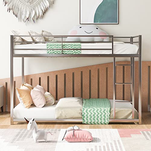 Livavege Twin Over Twin Bunk Bed with Ladder and Full-Length