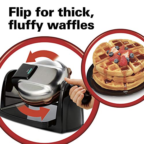 Hamilton Beach Flip Belgian Waffle Maker with NonStick Copper Ceramic Removable Plates