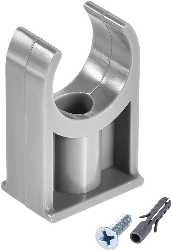 sourcing map PVC Pipe Clamps Clips, Fit for 20mm/0.79" OD TV Trays Tubing Hose Hanger Support Pex Tubing, W Mounting Screws Grey 30Pcs