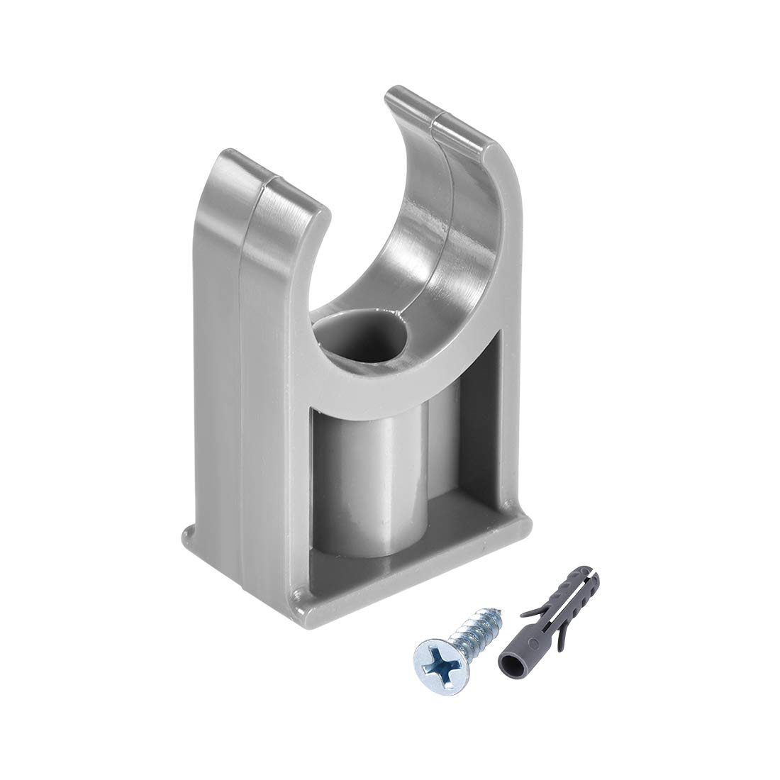 sourcing map PVC Pipe Clamps Clips, Fit for 20mm/0.79" OD TV Trays Tubing Hose Hanger Support Pex Tubing, W Mounting Screws Grey 30Pcs