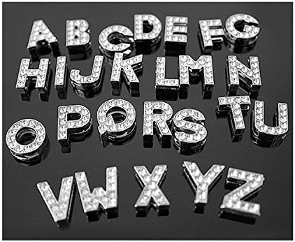 Herria Silver Plated Letter Initial A-z Dangle Alphabet Crystal DIY Character Keychain Charms, U-Z