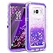 Galaxy S8 Plus Case, Dexnor Glitter 3D Bling Sparkle Flowing Liquid Case Transparent 3 in 1 Shockproof TPU Silicone Core + PC Frame Case Cover for Samsung Galaxy S8 Plus - Purple