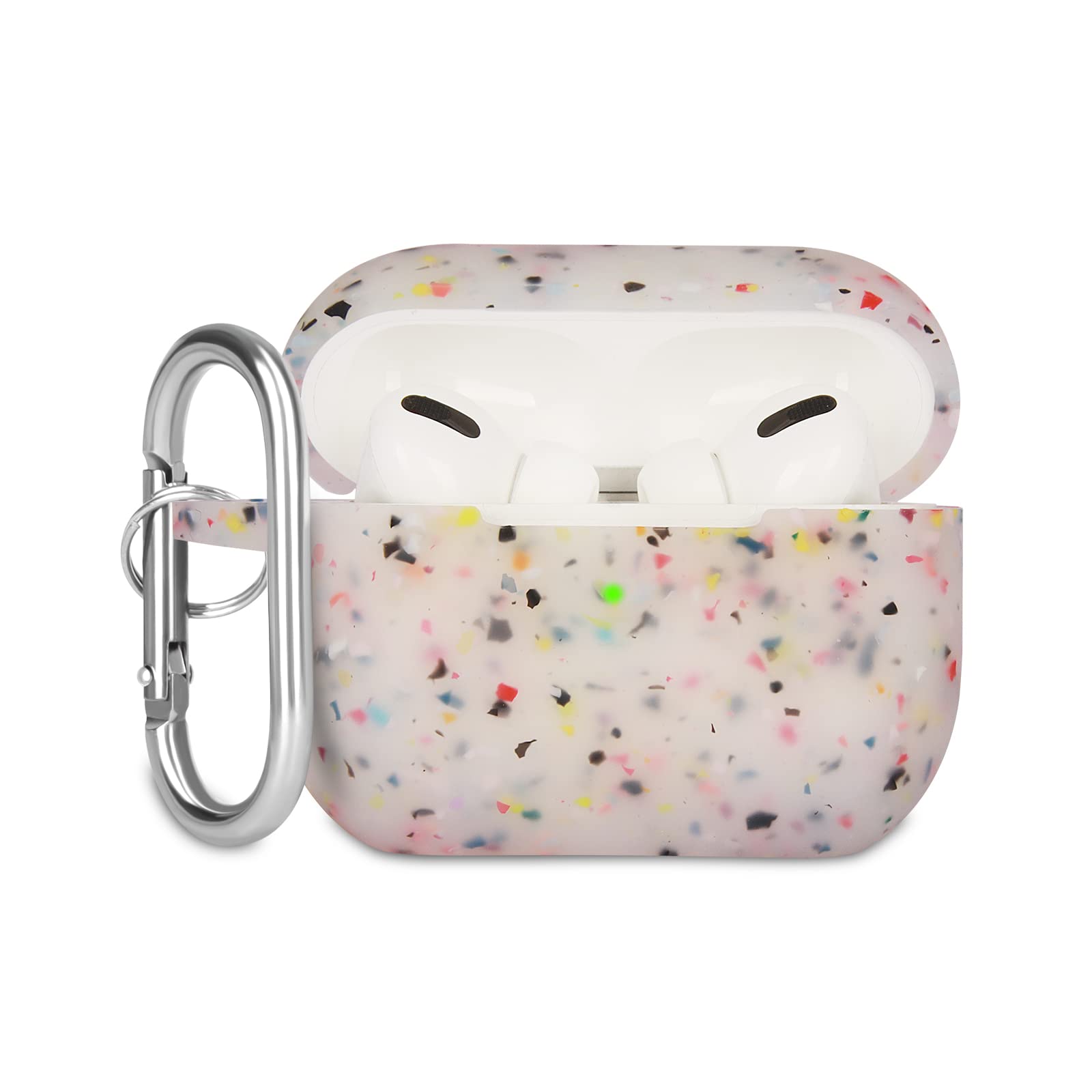 KOKOKA Case Cover Compatible with Airpods Pro, Soft Silicone Skin Case Cover Shock-Absorbing Protective Case for Airpods Pro 2019 with Carabiner, Front LED Visible, Floral — image 1