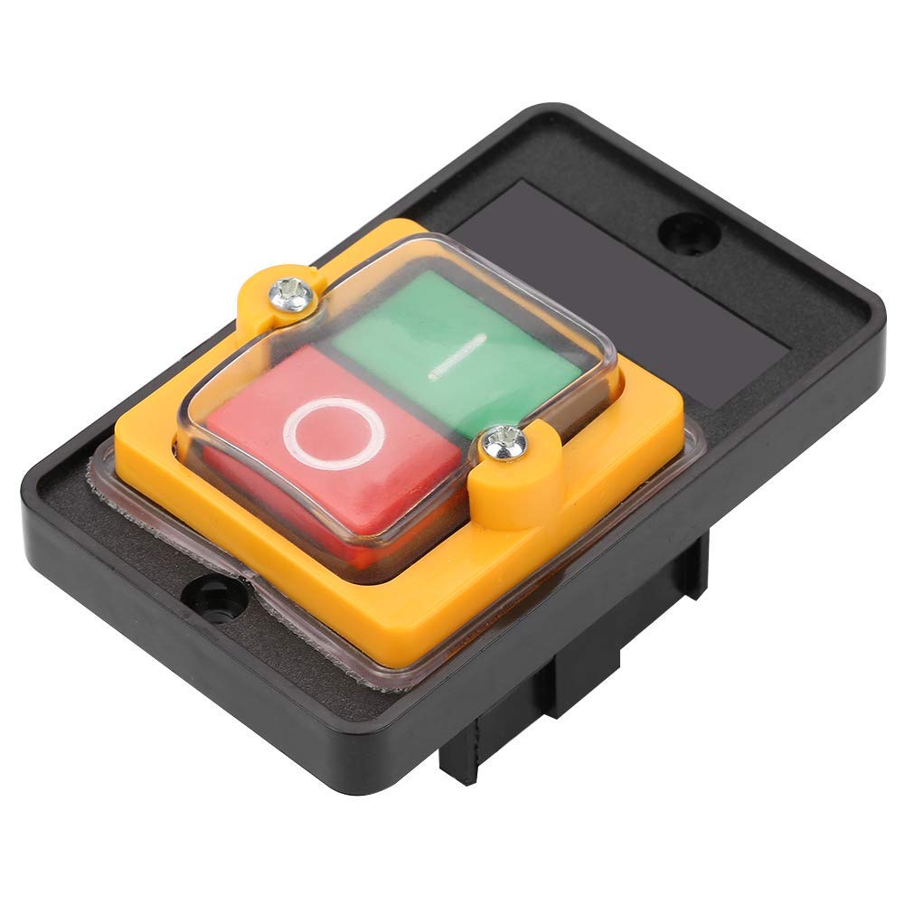 Water Proof ON OFF Pushbutton Switch, AC220V/380V 10A Industrial Push Button with Self Locking Start and Auto Reset Stop for Machinery and Equipment Control