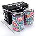 Wine Tumblers,2 Pack 12oz Stainless Steel Stemless Insulated Wine Glass with Lid Straw,Double Wall Vacuum Beverage Mug Cup for Red Wine,Coffee,Drinks,Champagne,Cocktail,Gift (Flamingo)