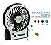 Security Portable Electric Personal Fan Mini USB Rechargeable Table Fan with 18650 Lithium-Ion Battery and USB Cable, Internal and Side Light, 3 Speeds