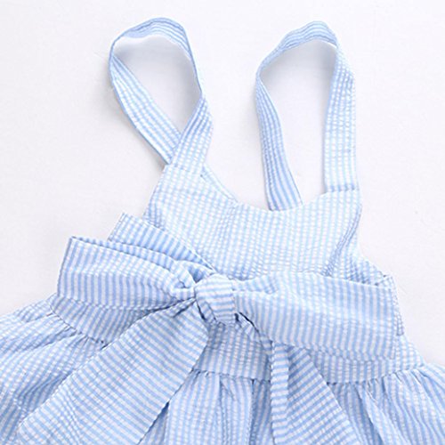 AMA(TM) Newborn Infant Baby Girls Summer Bowknot T-Shirt +Shorts +Headband Outfits Clothes Set (6-12M, Light Blue)