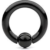Ruifan Black Plated 316L Surgical Steel Spring Action Captive Bead Ring CBR 2G 4G 6G 8G 0G 00G