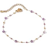 TaYolnFaSo Natural Gemstone Beads Bracelets for Women 18k Gold Plated Handmade Lapis Lazuli Garnet Link Bracelet Turquoise Jewelry Valentine's Day Gift for Wife Mother Girlfriend