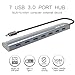 WAVLINK 7 Ports USB Type C Hub Aluminum Design with 5V/4A Supply Adapter Multi-Function USB Dock Hot Swapping Support for Mac Ultra-Slim Desktop- Gray