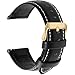 Fullmosa Compatible Samsung Galaxy 46mm/Gear S3 Frontier/Classic Watch Bands, Quick Release Leather Watch Band for Garmin Vivoactive 4 and Active, 22mm Watch Band, Black + gold buckle