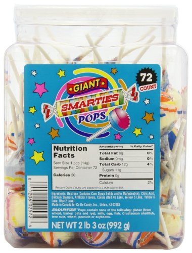 Smarties Pops, Giant, 72 Count