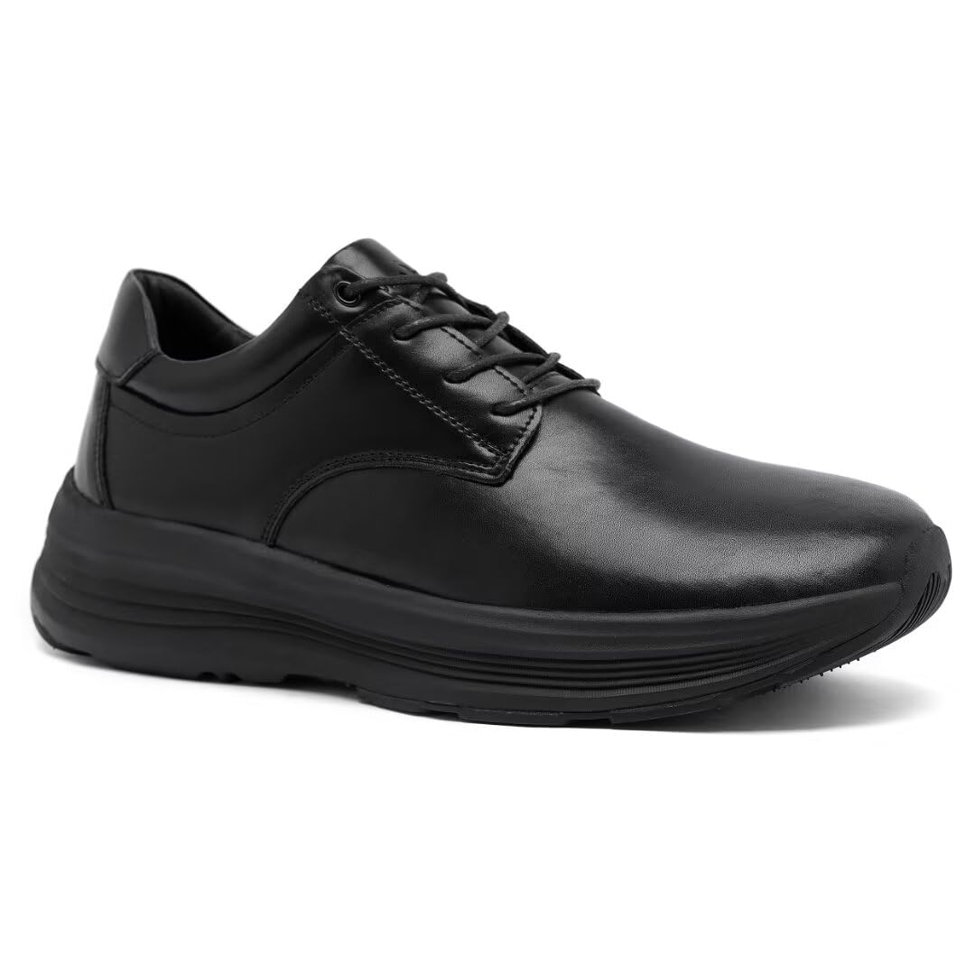 View 1 of ***USED***Men's Orthopedic Leather Dress Walking Shoes with Arch Support: Comfortable Orthotic Walking Shoes for Travel Camping, Lightweight Rebound Casual Business Work Shoes for Tennis Black Size 9.5