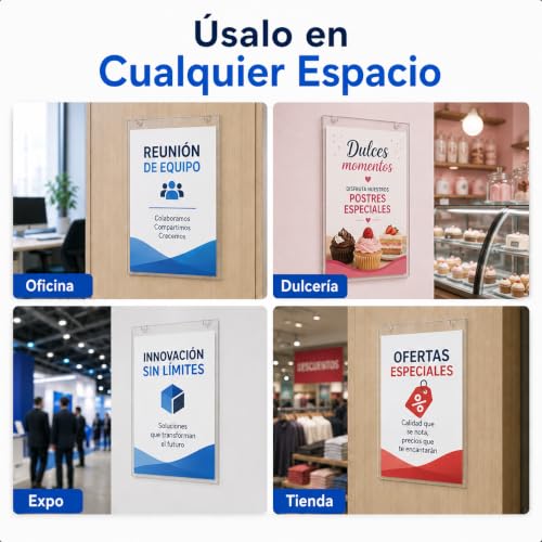 Protectores de Hojas Tamaño Carta 4Pcs, Porta Hojas de Acrílico A4 para Pared