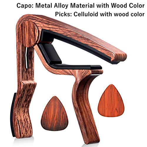 MOREYES Guitar Capo for Acoustic Guitar ,Ukelele, Electric Guitar,Bass with Wood Color Guitar Picks(GC-4 Rosewood) - Thumbnail 2