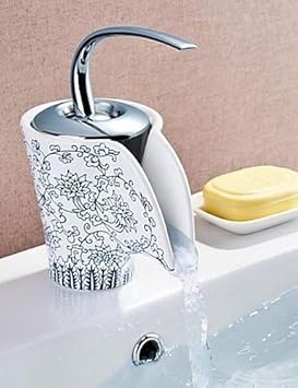 Grifo monomando para lavabo de porcelana, diseño de cascada ...