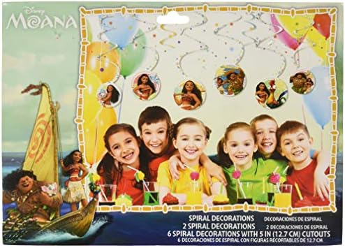 Amscan Disney Moana Hanging Swirl Decorations Birthday Party Decoration Supplies 6Ct