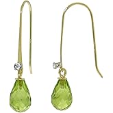 Galaxy Gold GG 14k Solid Gold Fish Hook Earrings with Diamonds and Peridots