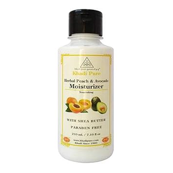 Khadi Pure Herbal Peach & Avocado Moisturizer with Shea Butter SLS-Paraben Free, 210 ml
