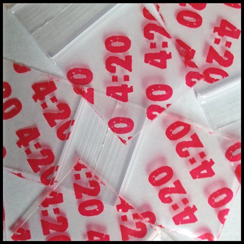 Mini Ziplock Baggies Apple Brand 1010 1" X 1" 1010 Apple 4:20 Design 100 Bags 1" X 1"