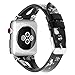 Kaome Leather Band Compatible for Apple Watch Band 40mm 38mm, Slim Elegant Strap, Women Replacement Bands for iWatch Series 4, Series 3, Fashionable Feminine Breathable Slit Floral Design-Pure Jasmine