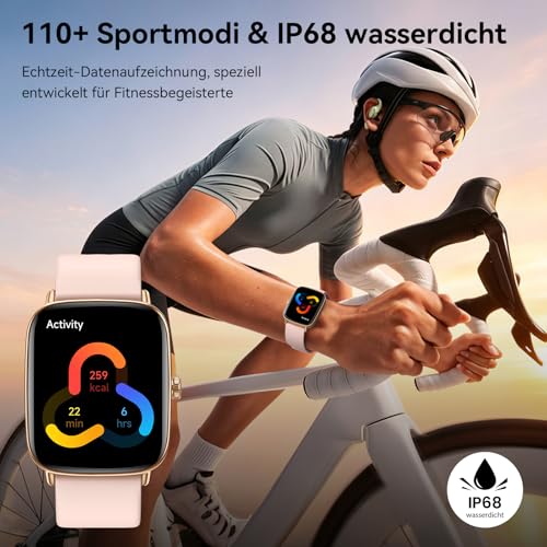 Women's Smartwatch, 1.85 Inch Smart Watch with Phone Function, Fitness Watch with Heart Rate Monitor, Sleep Monitor, SpO2, 110 Sports Modes, Fitness Tracker, IP68 Waterproof Pedometer, Sports Watch for Samsung/iOS/Android