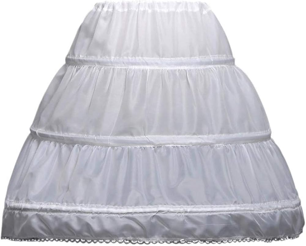 NNJXD Girls Fluffy Petticoat Wedding Birthdays Dresses Crinoline Prom Underskirt Bustle, White 30
